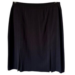 Exclusively Misook Knit Skirt Size Large Pull On Knee Length Black Kick Pleats